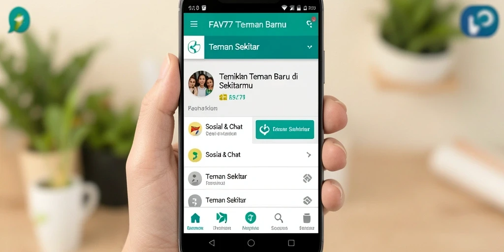Tampilan antarmuka FAV77 yang ramah pengguna untuk menemukan teman.
