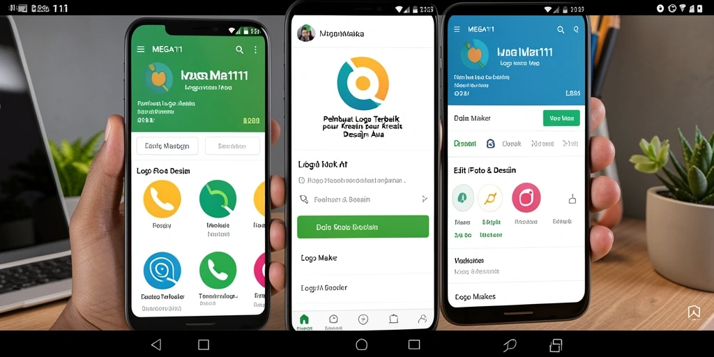 Tampilan antarmuka aplikasi MEGA111 yang intuitif untuk membuat logo.