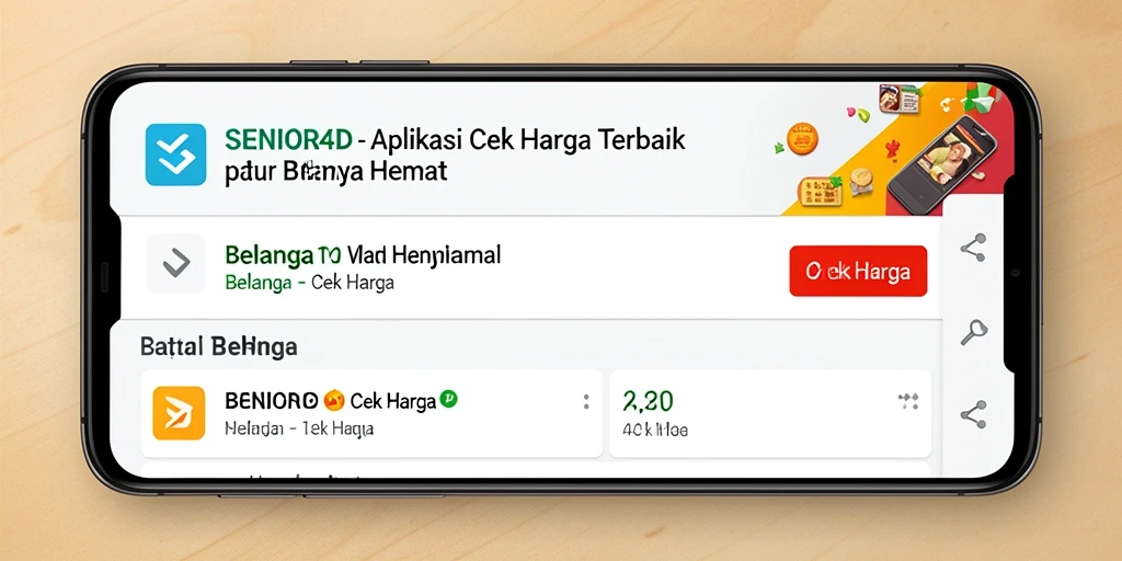 Tampilan antarmuka aplikasi SENIOR4D yang memudahkan proses Cek Harga.